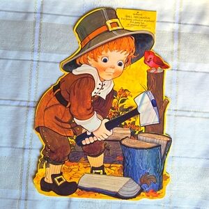 VNTG 1979 Hallmark Thanksgiving Pilgrim Die Cut Decor
